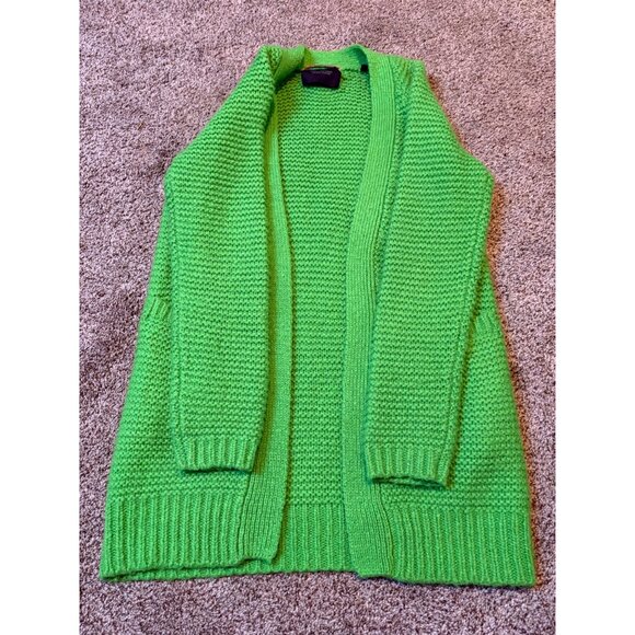 Scotch & Soda Chunky Knit Wool-Blend Open-Front Green Cardigan Sweater Small - Picture 9 of 14
